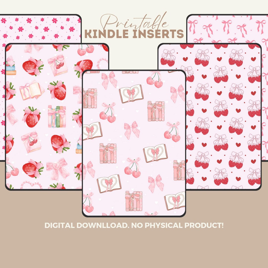 Kindle Insert Girly Decor Coquette Pink E-reader Printable Digital ...
