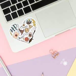Pegatinas de corazón de magos mágicos / Pegatinas de Harry Potter / Regalo para amantes de los libros / Merchandising literario / Pegatina para Kindle / Lector HP / Amante de la lectura imagen 2
