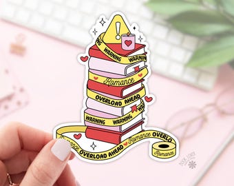 Warning May Contain Romance Stickers / Bookish Stickers / Book Lover Gift / Bookish Merch / Kindle Sticker / Romance Reader / Reading Lover