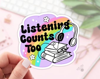 Listening Couts Too Stickers / Bookish Stickers / Book Lover Gift / Bookish Merch / Kindle Sticker / Audiobook / Reading Lover / E-Reader