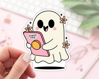 Halloween Bookish Girlie Ghost Stickers / Bookish Stickers / Book Lover Gift / Bookish Merch / Kindle Sticker / Smut Reader / Reading Lover