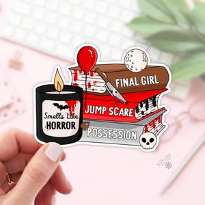 Pegatinas de terror / Pegatinas para amantes de los libros / Regalo para amantes de los libros / Merchandising para Kindle / Lector de terror / Amante de la lectura / Lector electrónico