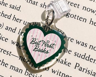 But First, Books Heart USB-C Charm for E-Readers, Phones and Tablets