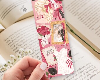 Thriller Bookmark / Pink Domestic Suspense Roses and Red Flags Design / Gift for Mystery Readers