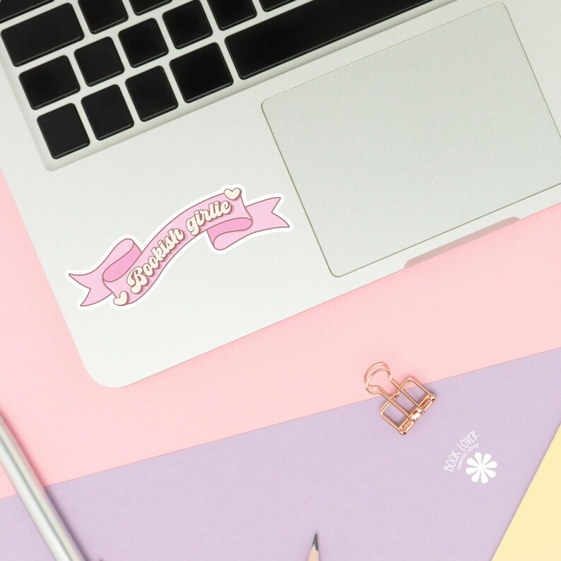 Bookish Girlie Banner Sticker / Bookish Stickers / Book Lover Gift / Bookish Merch / Kindle Sticker / Smut Reader / Reading Lover / E-Reader image 2