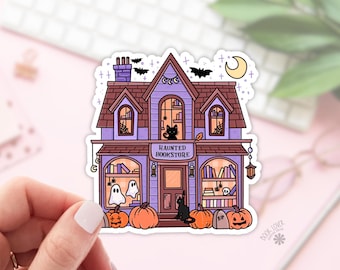 Hauted Bookstore Stickers / Halloween Bookish Stickers / Book Lover Gift / Bookish Merch / Kindle Sticker / Reading Lover / E-Reader