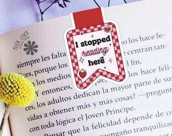 I Stopped Reading Here Strawberry Magnetic Bookmark / Bookish Bookmark / Book Lover Gift / Bookish Merch / Smut Reader / Reading Lover