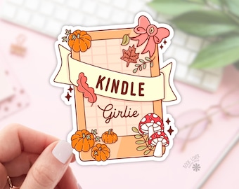 Autumn Kindle Girlie Stickers / Fall Bookish Stickers / Book Lover Gift / Bookish Merch / Kindle Sticker / Reading Lover / E-Reader