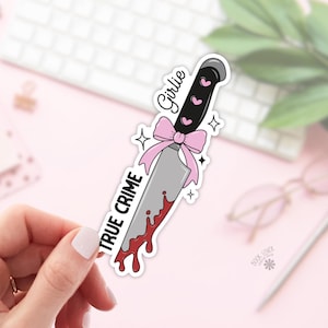 True Crime Girlie Knife Stickers / Bookish Stickers / Book Lover Gift / Bookish Merch / Kindle Sticker / Smut Reader / Reading Lover