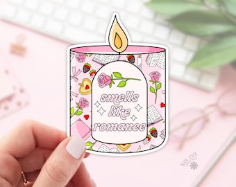 Smells Like Romance Candle Stickers / Bookish Stickers / Book Lover Gift / Bookish Merch / Kindle Sticker / Smut Reader / Reading Lover
