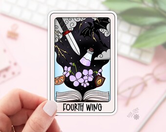 Dragon Reading Stickers / Fourth Wing Inspired Tarot Card / Bookish Stickers / Book Lover Gift / Bookish Merch / Kindle Sticker