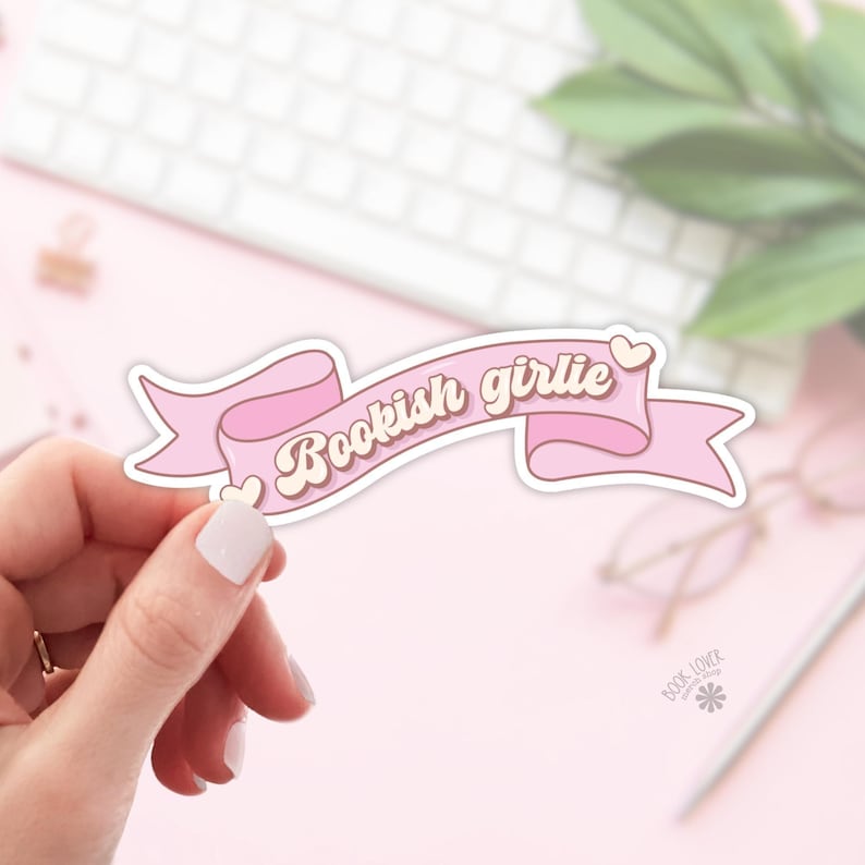 Bookish Girlie Banner Sticker / Bookish Stickers / Book Lover Gift / Bookish Merch / Kindle Sticker / Smut Reader / Reading Lover / E-Reader image 1