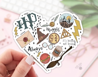 Magical Wizards Heart Stickers / Harry Bookish Stickers / Book Lover Gift / Bookish Merch / Kindle Sticker / HP Reader / Reading Lover