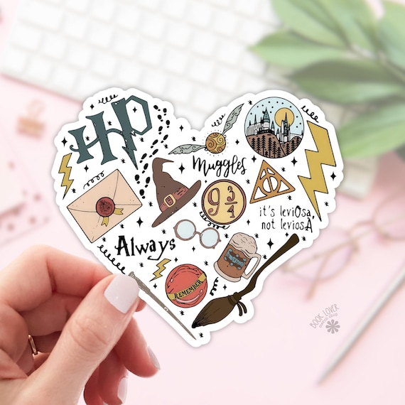 Magical Wizards Heart Stickers / Harry Bookish Stickers / Book Lover Gift / Bookish Merch / Kindle Sticker / HP Reader / Reading Lover