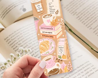 Coffee Bookmark / Cozy Autumn Coffee Menu and Books Design / Fall Gift for Coffee Loving Readers