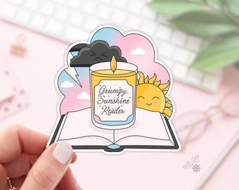 Pegatinas de Grumpy Sunshine Reader / Pegatinas para amantes de los libros / Regalo para amantes de los libros / Merchandising para Kindle / Amante de la lectura / Lector electrónico
