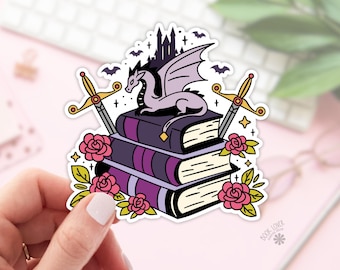 Fantasy Pile of Books Stickers / Bookish Stickers / Book Lover Gift / Bookish Merch / Kindle Sticker / Smut Reader / Reading Lover