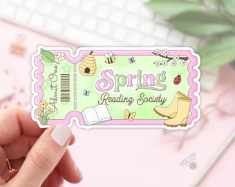Spring Reading Society Stickers / Admit One Bookish Stickers / Book Lover Gift / Bookish Merch / Kindle Sticker / Reading Lover / E-Reader
