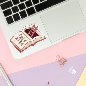 Leaving Reality Entering Fiction Stickers / Bookish Stickers / Book Lover Gift / Bookish Merch / Kindle Sticker / Smut Reader image 2