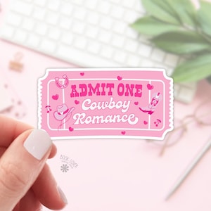 Admettez un ticket Sticker cow-boy romantique/Autocollants livresques/Cadeau pour amoureux des livres/Marchandise livresque/Autocollant Kindle/Smut Reader/Amateur de lecture