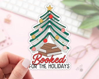 Booked For the Holidays Stickers / Christmas Bookish Stickers / Book Lover Gift / Bookish Merch / Kindle Sticker / Smut Reader