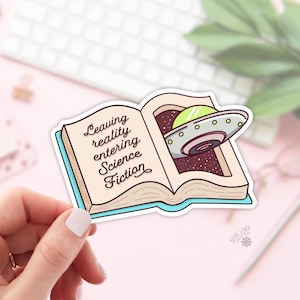 Stickers science-fiction « Quitter la réalité »/Autocollants livresques/Cadeau pour amoureux des livres/Marchandise livresque/Stickers Kindle/Lecteur de science-fiction