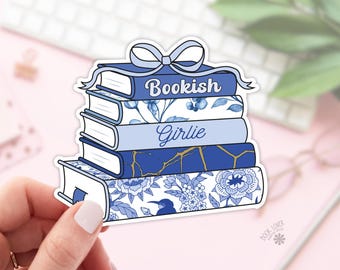 Chinoiserie Book Stack Stickers / Coquette Bow Bookish Stickers / Book Lover Gift / Bookish Merch / Kindle Sticker / Smut Reader