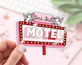 Klistermärken för One Bed Motell / Bokvänliga klistermärken / Bokälskarepresent / Bokrelaterade merchandise / Kindle-klistermärke / Smutsläsare / Läsälskare / E-läsare