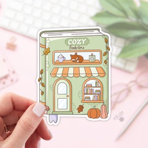 Cozy Bookstore Stickers / Fall Bookish Stickers / Book Lover Gift / Autumn Bookish Merch / Kindle Sticker / Reading Lover / E-Reader