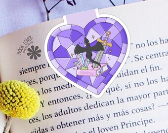 Fantasy Stained Glass Heart Magnetic Bookmark / Bookish Bookmark / Book Lover Gift / Bookish Merch / Fantasy Reader / Reading Lover