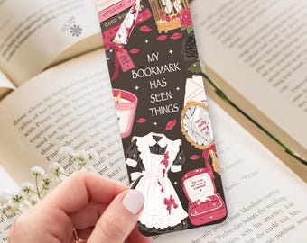 Funny Thriller Bookmark / My Bookmark Has Seen Things Dark Mystery Design / Gift for True Crime Readers