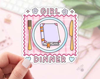 Girl Dinner Stickers / Bookish Stickers / Book Lover Gift / Bookish Merch / Kindle Sticker / Smut Reader / Reading Lover / E-Reader