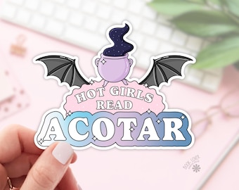 Hot Girls Read Romantasy Sticker / Funny Book Lover Gift / Bookish Stickers / Bookish Merch / Kindle Sticker / Reading Lover