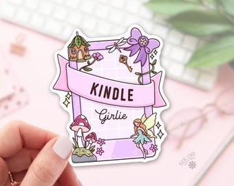 Kindle Girlie Sticker / Fairycore Kindle Sticker / Cute Kindle Decal / Fantasy Reader Gift / Cottagecore Fairy / Romantasy Reader
