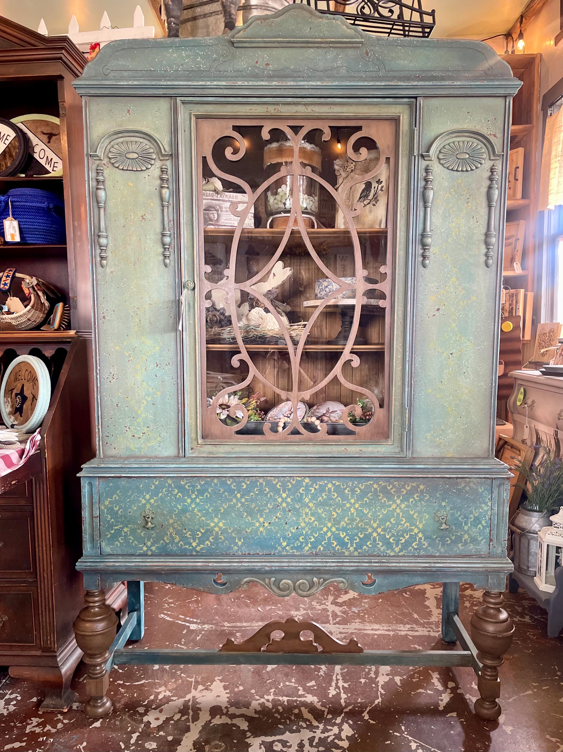 中国 ヴィンテージ ウッドカーヴィング ドリンクキャビネット