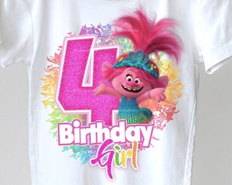 Trolls Birthday PNG 4th Birthday Shirt, Poppy Trolls band together, Trolls poppy transparent background, Trolls Birthday Shirt Party