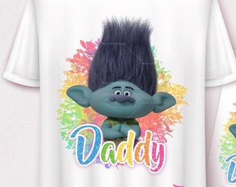 Trolls Birthday Shirt Design for Daddy - Birthday Shirt with Trolls Theme Image PNG for Birthday Girl or Boy - Instant Download