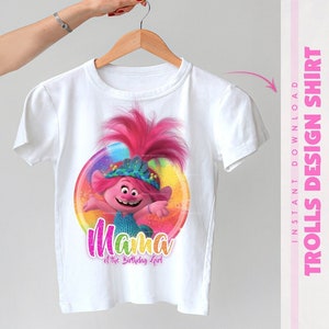 Trolls Poppy mama birthday girl shirt, Printable PNG for Sublimation, Iron-On Transfer, DTF, DIY Instant Download, Trolls Birthday Party