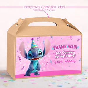 Stitch Gable Box Label - Personalized Party Favor Tag - Lilo and Stitch Birthday Label - Printable Template - Digital Download
