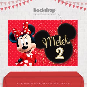 Minnie Mouse Birthday Backdrop - Personalized Minnie Party Banner - Custom Minnie Mouse Decorations - Digital File Download