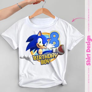 Sonic Birthday PNG - Design de chemise garçon pour le 8e anniversaire | Téléchargement instantané pour des chemises de fête Sonic personnalisées
