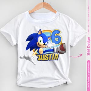 Sonic Birthday PNG, Personalized Sonic Shirt Design, Sonic the Hedgehog PNG for Birthday Boy or Girl, Custom Name & Age - Digital Download