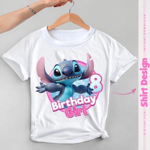Stitch 8th Birthday Girl PNG - Lilo und Stitch Sublimationsshirt Design - Niedliches Bügelbild für Geburtstag - Sofortdownload