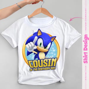Sonic Birthday PNG - Design de camiseta do primo do aniversariante | Download instantâneo para camiseta personalizada da família Sonic Party