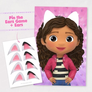 Pin the Ears on Gabby Game – Gabby’s Dollhouse Birthday Party Game Printable – Instant Download Activity for Kids