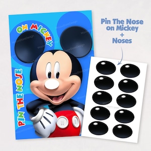 Pin the Nose on Mickey Mouse - Printable Birthday Party Game for Kids | Fun Mickey Mouse Party Activity - Instant Download