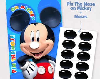 Pin the Nose on Mickey Mouse - Printable Birthday Party Game for Kids | Fun Mickey Mouse Party Activity - Instant Download