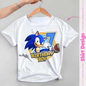 Sonic Birthday PNG - Design de chemise garçon pour le 7e anniversaire | Téléchargement instantané pour des chemises de fête Sonic personnalisées