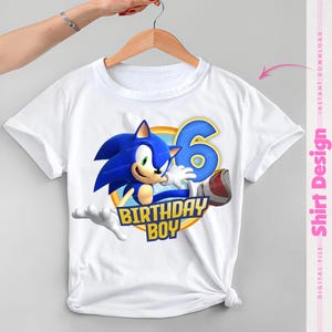 Sonic-verjaardag PNG - shirtontwerp 6e verjaardag jongen | Directe download voor gepersonaliseerde Sonic-feestshirts