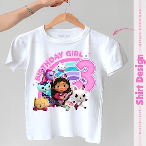 Gabby Dollhouse 3rd Birthday Girl Shirt | Printable PNG for Sublimation, Iron-On Transfer, DTF | Instant Download Party Decor